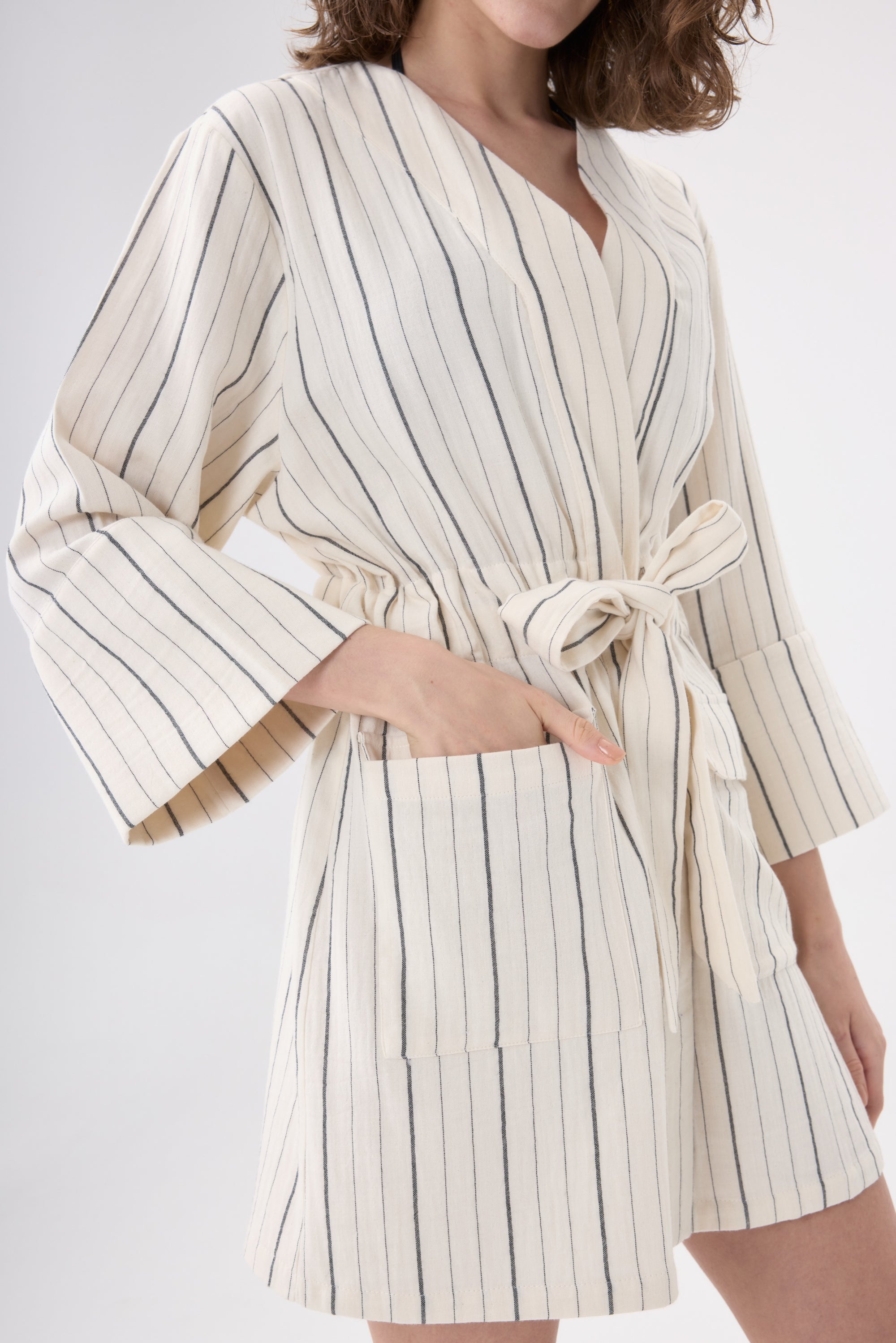 Kalandra Çizgili Kimono