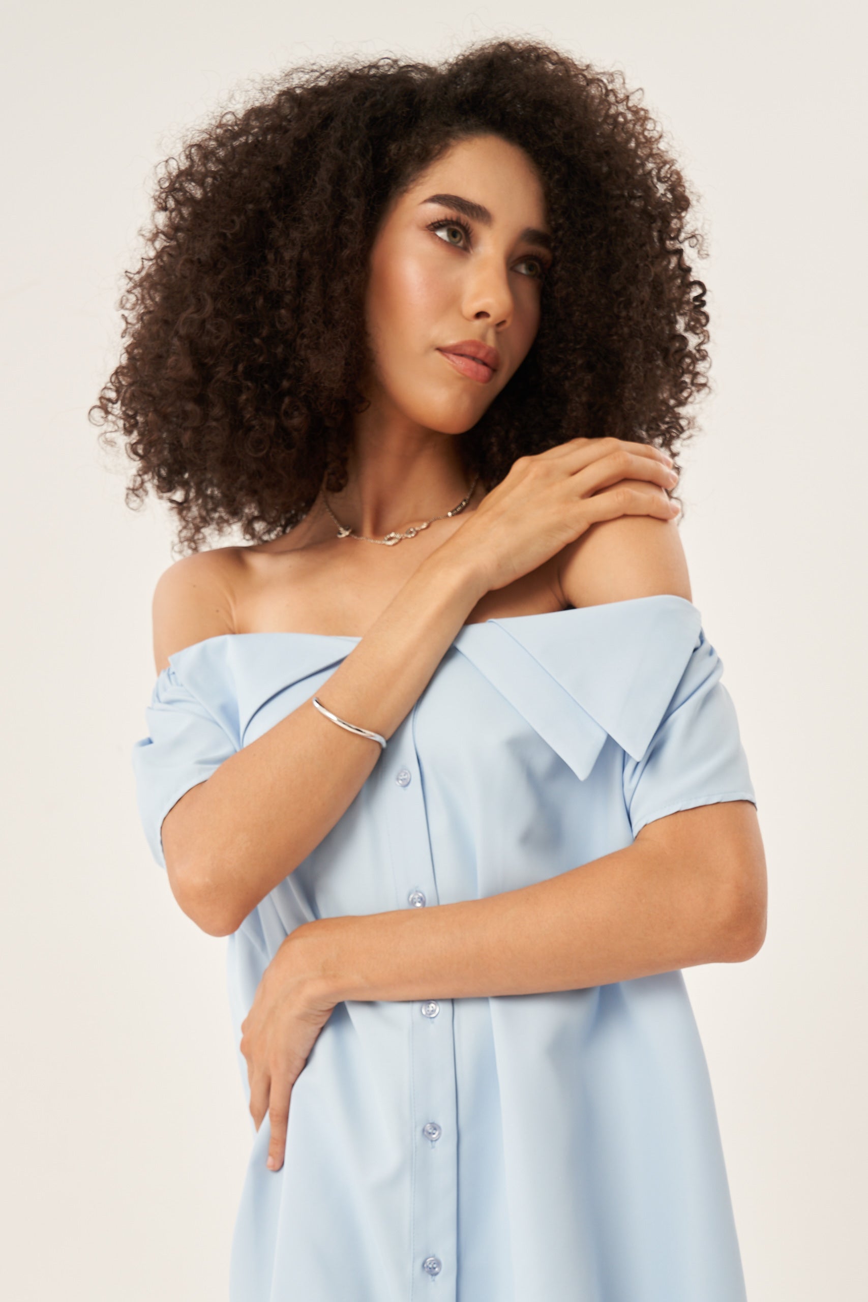 Safiye Kadın Gömlek Elbise Mavi