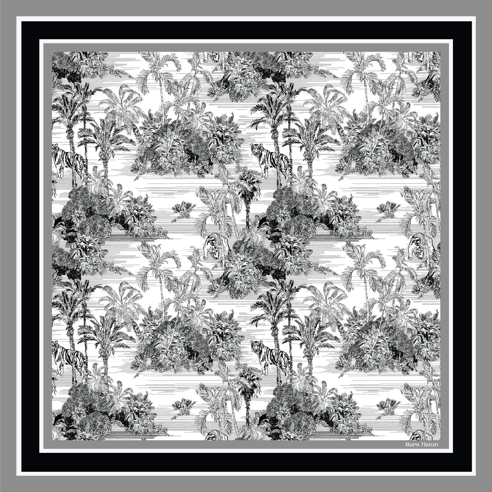 Toile De Jouy Fume Blanc İpek Eşarp